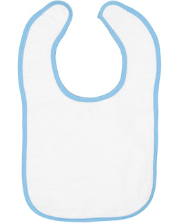 Rabbit Skins Snap Bib 1003 | White/ Lt Blue - Front