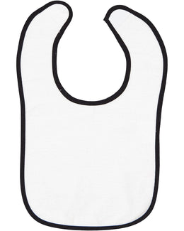 Rabbit Skins Snap Bib 1003 | White/ Black - Front