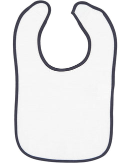 Rabbit Skins Snap Bib 1003 | White/ Navy - Front