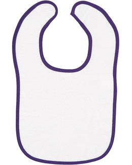 Rabbit Skins Snap Bib 1003 | White/ Purple - Front