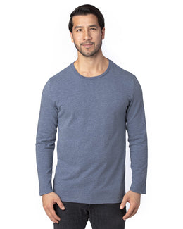 Threadfast Apparel Unisex Ultimate Long Sleeve T-Shirt 100LS | Navy Heather - Front