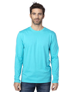 Threadfast Apparel Unisex Ultimate Long Sleeve T-Shirt 100LS | Pacific Blue - Front