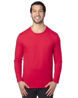 Threadfast Apparel Unisex Ultimate Long Sleeve T-Shirt 100LS | Red - Front