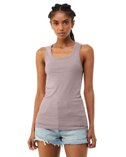 Bella+Canvas Ladies Micro Ribbed Tank 1081 | Hthr Pink Gravel - Front