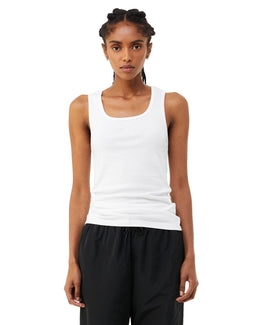 Bella+Canvas Ladies Micro Ribbed Tank 1081 | Solid Wht Blend - Front