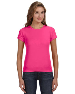 Anvil 1x1 Rib Scoop Neck T-Shirt 1441 | Hot Pink - Front