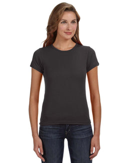 Anvil 1x1 Rib Scoop Neck T-Shirt 1441 | Smoke - Front