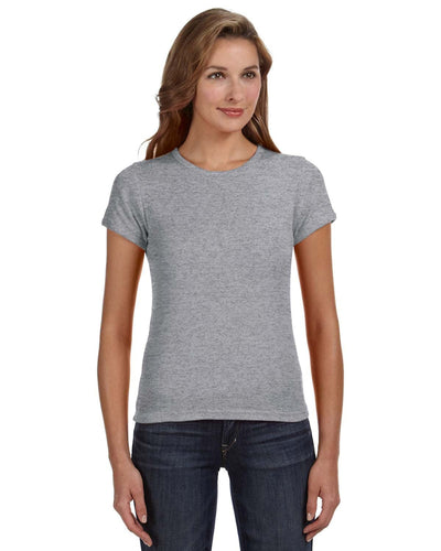 Anvil 1x1 Rib Scoop Neck T-Shirt 1441 | Heather Grey - Front