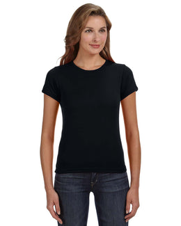 Anvil 1x1 Rib Scoop Neck T-Shirt 1441 | Black - Front