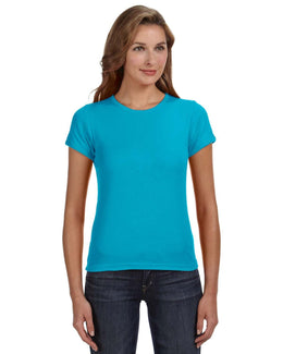 Anvil 1x1 Rib Scoop Neck T-Shirt 1441 | Caribbean Blue - Front