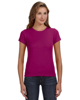 Anvil 1x1 Rib Scoop Neck T-Shirt 1441 | Raspberry - Front