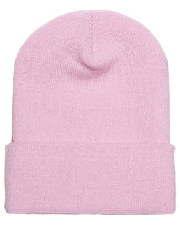 Yupoong Cuffed Knit Cap 1501 | Pink - Front