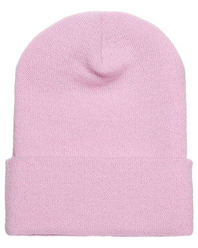Yupoong Cuffed Knit Cap 1501 | Pink - Front