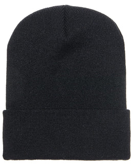Yupoong Cuffed Knit Cap 1501 | Black - Front