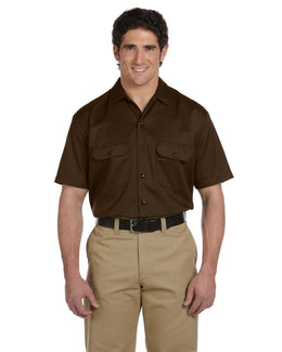 Dickies Short Sleeve Work Shirt 1574 | Dark Brown - Front