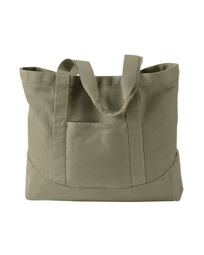 Authentic Pigment Pigment-Dyed Large Canvas Tote 1904 | Khaki Green - Front