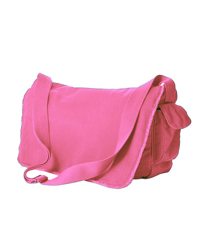 Authentic Pigment Raw-Edge Messenger Bag 1908 | Flamingo - Front