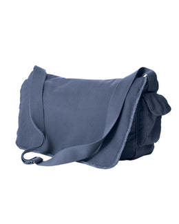 Authentic Pigment Raw-Edge Messenger Bag 1908 | Denim - Front