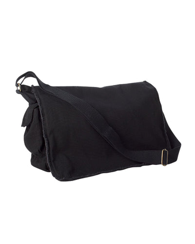 Authentic Pigment Raw-Edge Messenger Bag 1908 | Black - Front