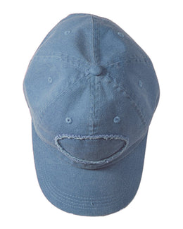 Authentic Pigment Raw Edge Patch Baseball Cap 1917 | Denim - Front