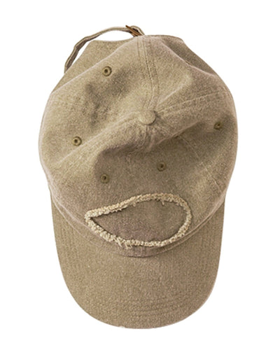 Authentic Pigment Raw Edge Patch Baseball Cap 1917 | Khaki Green - Front