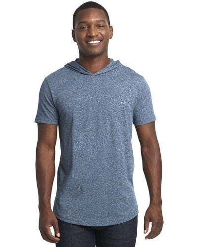 Next Level Apparel Unisex Mock Twist Short Sleeve Hoody T-Shirt 2022 | Indigo - Front