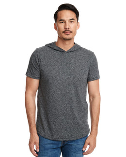 Next Level Apparel Unisex Mock Twist Short Sleeve Hoody T-Shirt 2022 | Black - Front