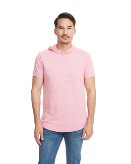 Next Level Apparel Unisex Mock Twist Short Sleeve Hoody T-Shirt 2022 | Tech Pink - Front