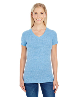 Threadfast Apparel Ladies Triblend Short Sleeve V-Neck Tee 202B | Royal Triblend - Front