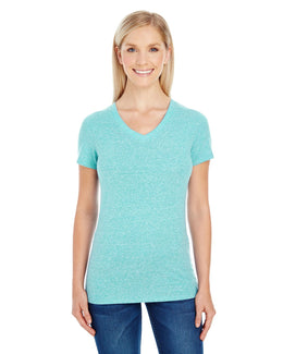 Threadfast Apparel Ladies Triblend Short Sleeve V-Neck Tee 202B | Mint Triblend - Front