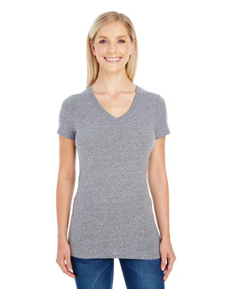 Threadfast Apparel Ladies Triblend Short Sleeve V-Neck Tee 202B | Grey Triblend - Front