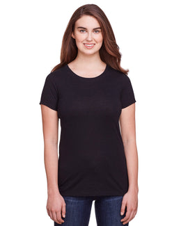 Threadfast Apparel Ladies Triblend Short Sleeve Tee 202A | Solid Blk Trblnd - Front