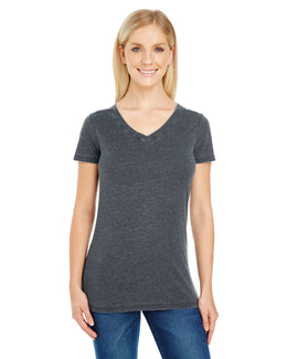 Threadfast Apparel Ladies Vintage Dye Short Sleeve V-Neck Tee 208B | Vintage Charcoal - Front