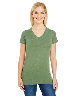 Threadfast Apparel Ladies Vintage Dye Short Sleeve V-Neck Tee 208B | Vintage Grass - Front
