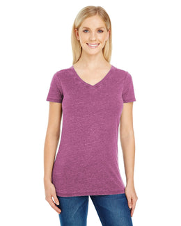Threadfast Apparel Ladies Vintage Dye Short Sleeve V-Neck Tee 208B | Vintage Wine - Front