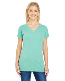 Threadfast Apparel Ladies Pigment Dye V-Neck Tee 230B | Seafoam - Front