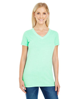 Threadfast Apparel Ladies Pigment Dye V-Neck Tee 230B | Mint - Front