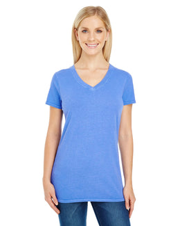Threadfast Apparel Ladies Pigment Dye V-Neck Tee 230B | Blue Violet - Front