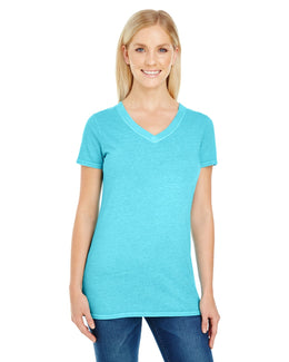 Threadfast Apparel Ladies Pigment Dye V-Neck Tee 230B | Lagoon Blue - Front