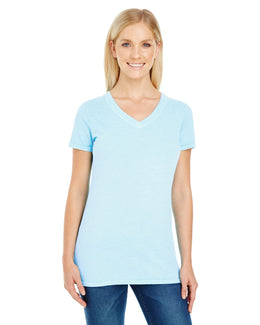 Threadfast Apparel Ladies Pigment Dye V-Neck Tee 230B | Chambray - Front