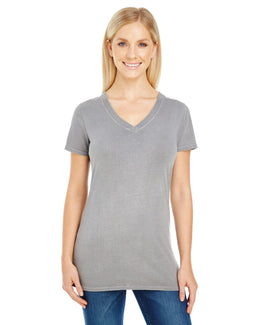 Threadfast Apparel Ladies Pigment Dye V-Neck Tee 230B | Grey - Front