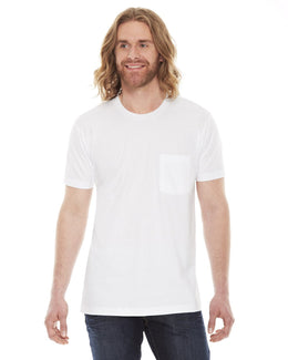 American Apparel Unisex Fine Jersey Pocket Short Sleeve T-Shirt 2406W | White - Front