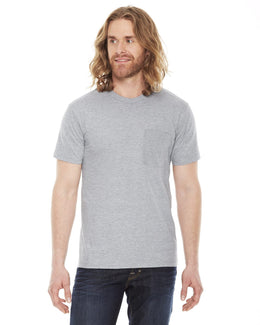 American Apparel Unisex Fine Jersey Pocket Short Sleeve T-Shirt 2406W | Heather Grey - Front