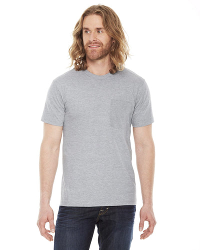 American Apparel Unisex Fine Jersey Pocket Short Sleeve T-Shirt 2406W | Heather Grey - Front