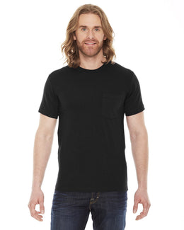 American Apparel Unisex Fine Jersey Pocket Short Sleeve T-Shirt 2406W | Black - Front