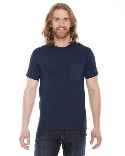 American Apparel Unisex Fine Jersey Pocket Short Sleeve T-Shirt 2406W | Navy - Front