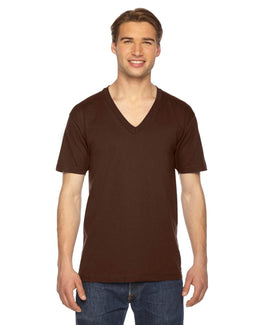 American Apparel Unisex Fine Jersey Short Sleeve V-Neck T-Shirt 2456W | Brown - Front