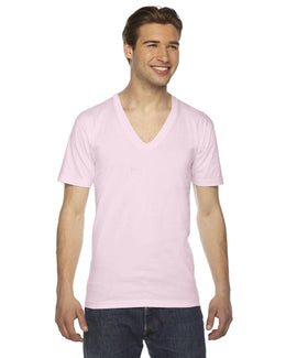 American Apparel Unisex Fine Jersey Short Sleeve V-Neck T-Shirt 2456W | Light Pink - Front