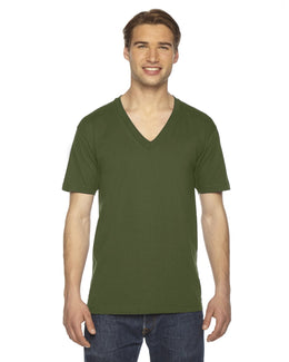 American Apparel Unisex Fine Jersey Short Sleeve V-Neck T-Shirt 2456W | Olive - Front