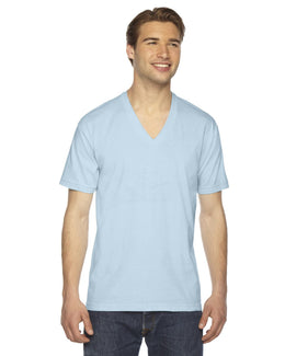 American Apparel Unisex Fine Jersey Short Sleeve V-Neck T-Shirt 2456W | Light Blue - Front
